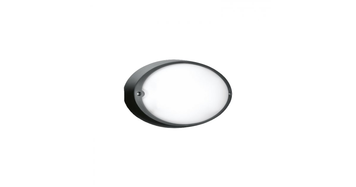 Plafoniera AIRY Ovale 300 – Per Lampade E27 Max 60W, Finitura Nero Tecnopolimero, IP54