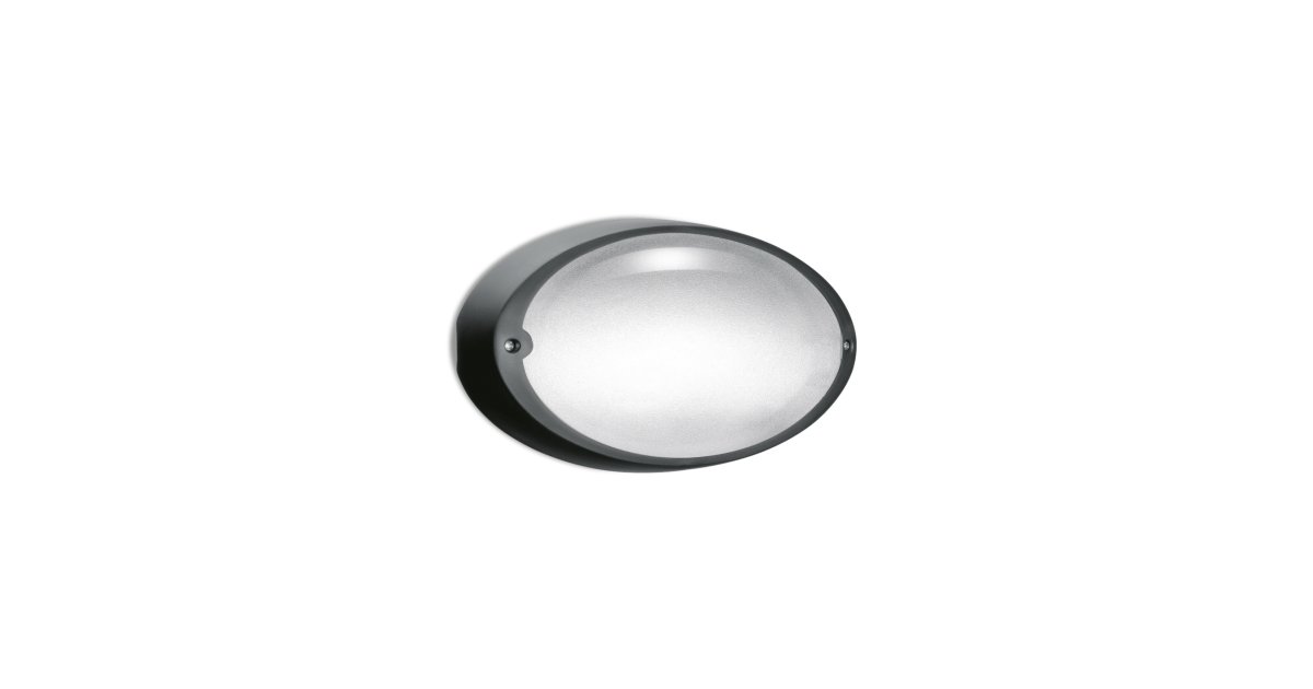 Lombaro LB11432 Braccetto Di Supporto E Copertura In Policarbonato Per Plafoniera Airy Oval, Colore Nero, Installazione A Parete O Palo